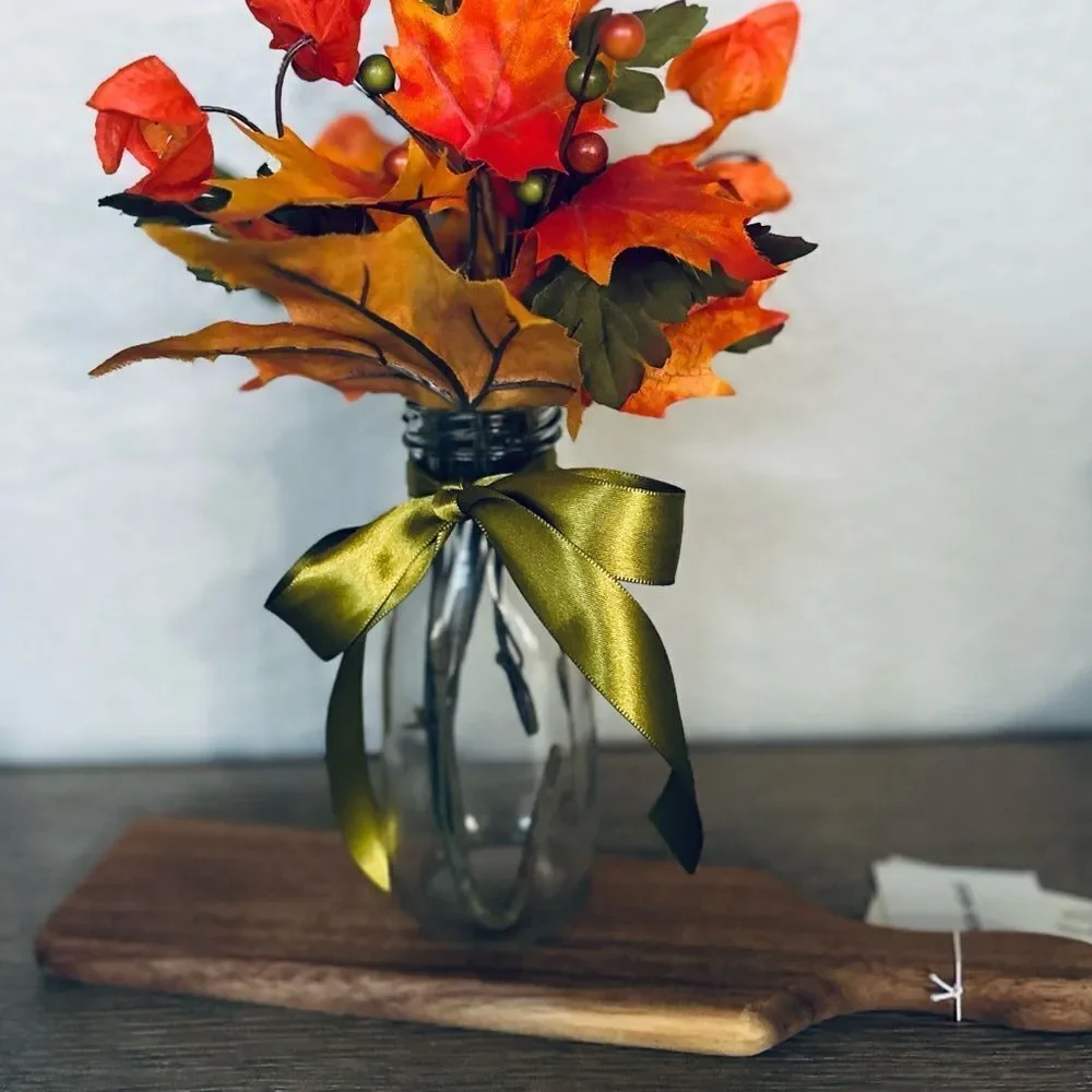 Fall Farmhouse Floral Leaves Berries Vase Arrangement